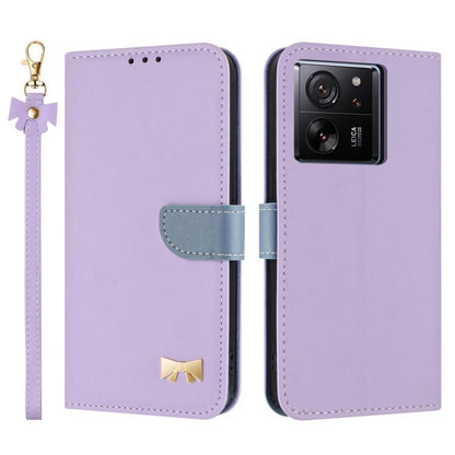 Metal Bow Leather Phone Case with Hand Strap, For Xiaomi 13T / 13T Pro, For Xiaomi 13 Ultra