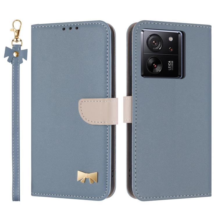 Metal Bow Leather Phone Case with Hand Strap, For Xiaomi 13T / 13T Pro, For Xiaomi 13 Ultra