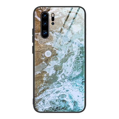 Green and cream marble glass phone case with black frame, camera cutouts, protective cover.