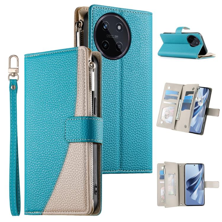 Stitching Multi-card Zipper Wallet Leather Phone Case with Short Strap, For Realme 12 5G / 12x 5G / C65 5G, For Realme GT 6 / GT Neo6 / GT Neo6 SE, For Realme C67 4G / Realme 12 Lite Global, For Realme 12 Pro / 12 Pro+                                  ...
