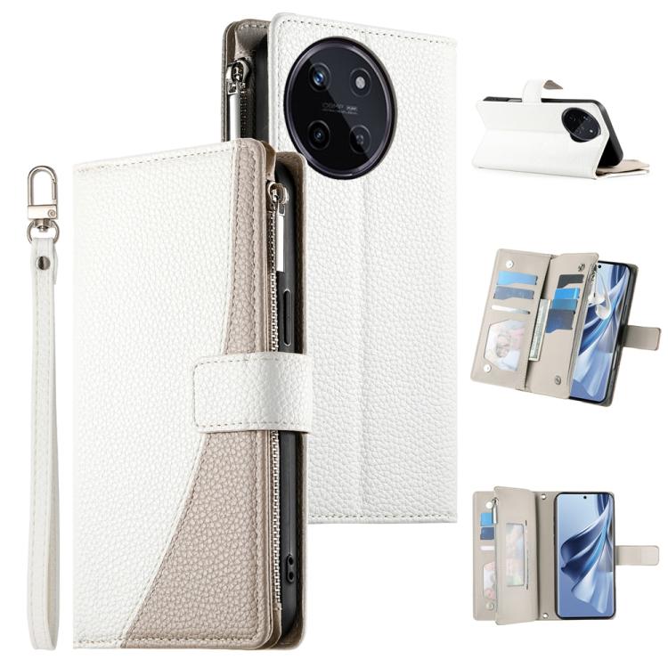 Stitching Multi-card Zipper Wallet Leather Phone Case with Short Strap, For Realme 12 5G / 12x 5G / C65 5G, For Realme GT 6 / GT Neo6 / GT Neo6 SE, For Realme C67 4G / Realme 12 Lite Global, For Realme 12 Pro / 12 Pro+                                  ...