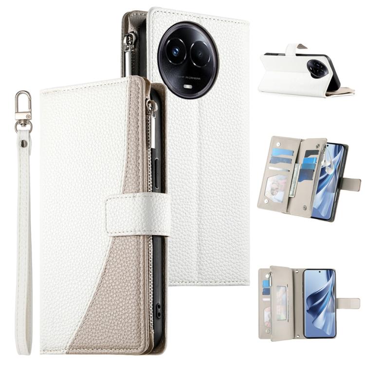 Stitching Multi-card Zipper Wallet Leather Phone Case with Short Strap, For Realme 12 5G / 12x 5G / C65 5G, For Realme GT 6 / GT Neo6 / GT Neo6 SE, For Realme C67 4G / Realme 12 Lite Global, For Realme 12 Pro / 12 Pro+                                  ...