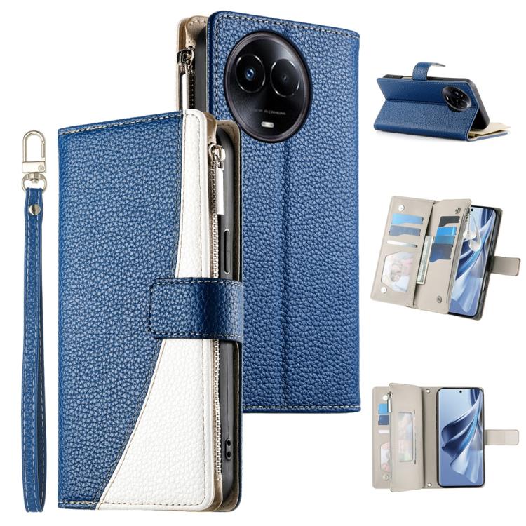 Stitching Multi-card Zipper Wallet Leather Phone Case with Short Strap, For Realme 12 5G / 12x 5G / C65 5G, For Realme GT 6 / GT Neo6 / GT Neo6 SE, For Realme C67 4G / Realme 12 Lite Global, For Realme 12 Pro / 12 Pro+                                  ...