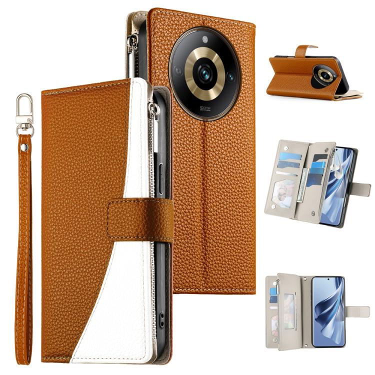 Stitching Multi-card Zipper Wallet Leather Phone Case with Short Strap, For Realme 12 5G / 12x 5G / C65 5G, For Realme GT 6 / GT Neo6 / GT Neo6 SE, For Realme C67 4G / Realme 12 Lite Global, For Realme 12 Pro / 12 Pro+                                  ...