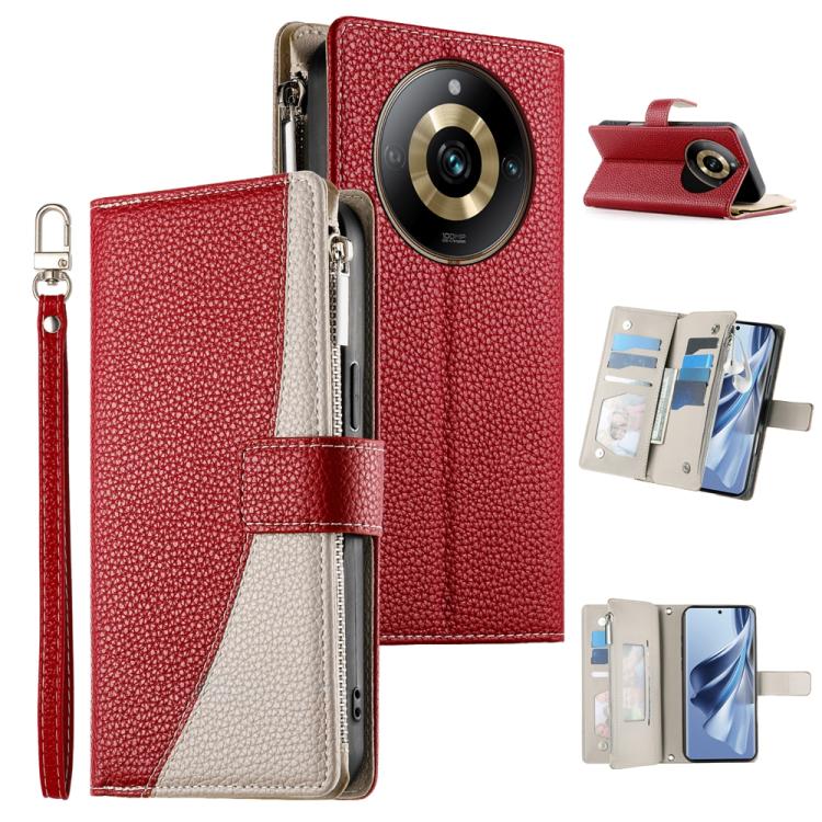 Stitching Multi-card Zipper Wallet Leather Phone Case with Short Strap, For Realme 12 5G / 12x 5G / C65 5G, For Realme GT 6 / GT Neo6 / GT Neo6 SE, For Realme C67 4G / Realme 12 Lite Global, For Realme 12 Pro / 12 Pro+                                  ...