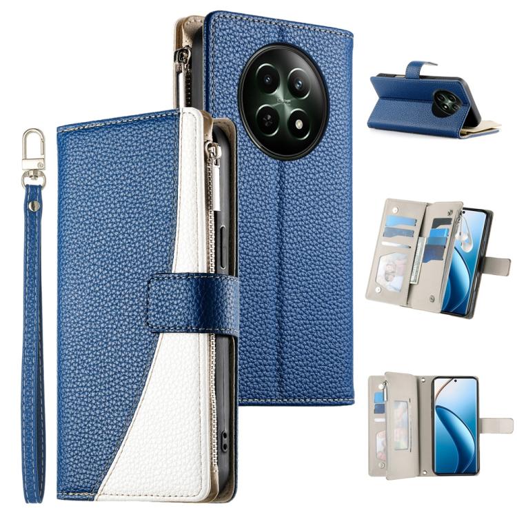 Stitching Multi-card Zipper Wallet Leather Phone Case with Short Strap, For Realme 12 5G / 12x 5G / C65 5G, For Realme GT 6 / GT Neo6 / GT Neo6 SE, For Realme C67 4G / Realme 12 Lite Global, For Realme 12 Pro / 12 Pro+                                  ...