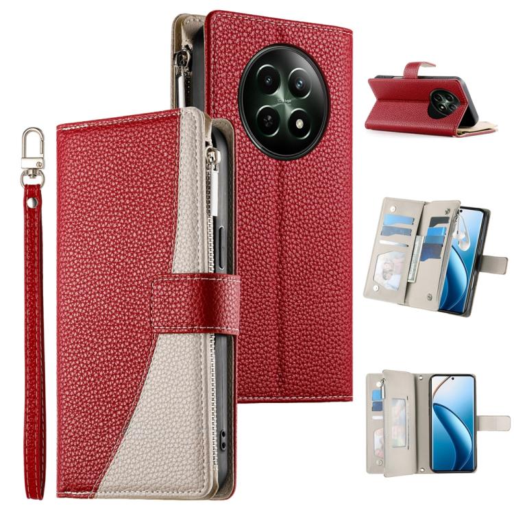 Stitching Multi-card Zipper Wallet Leather Phone Case with Short Strap, For Realme 12 5G / 12x 5G / C65 5G, For Realme GT 6 / GT Neo6 / GT Neo6 SE, For Realme C67 4G / Realme 12 Lite Global, For Realme 12 Pro / 12 Pro+                                  ...