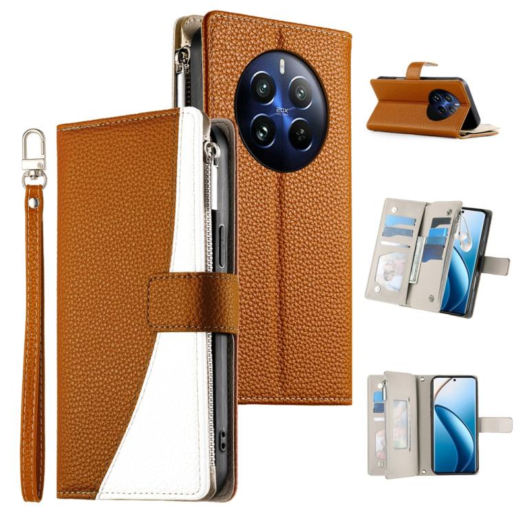 Stitching Multi-card Zipper Wallet Leather Phone Case with Short Strap, For Realme 12 5G / 12x 5G / C65 5G, For Realme GT 6 / GT Neo6 / GT Neo6 SE, For Realme C67 4G / Realme 12 Lite Global, For Realme 12 Pro / 12 Pro+                                  ...