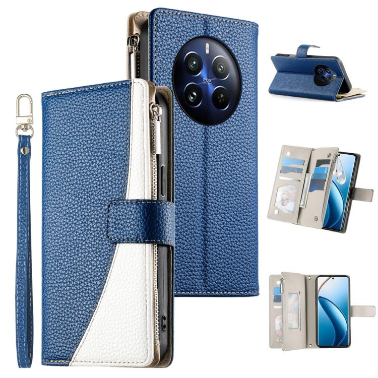 Stitching Multi-card Zipper Wallet Leather Phone Case with Short Strap, For Realme 12 5G / 12x 5G / C65 5G, For Realme GT 6 / GT Neo6 / GT Neo6 SE, For Realme C67 4G / Realme 12 Lite Global, For Realme 12 Pro / 12 Pro+                                  ...
