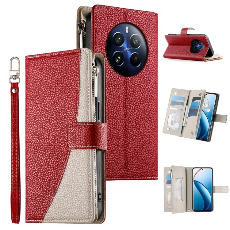 Stitching Multi-card Zipper Wallet Leather Phone Case with Short Strap, For Realme 12 5G / 12x 5G / C65 5G, For Realme GT 6 / GT Neo6 / GT Neo6 SE, For Realme C67 4G / Realme 12 Lite Global, For Realme 12 Pro / 12 Pro+                                  ...