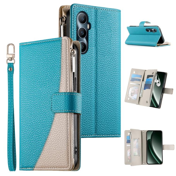 Stitching Multi-card Zipper Wallet Leather Phone Case with Short Strap, For Realme 12 5G / 12x 5G / C65 5G, For Realme GT 6 / GT Neo6 / GT Neo6 SE, For Realme C67 4G / Realme 12 Lite Global, For Realme 12 Pro / 12 Pro+                                  ...