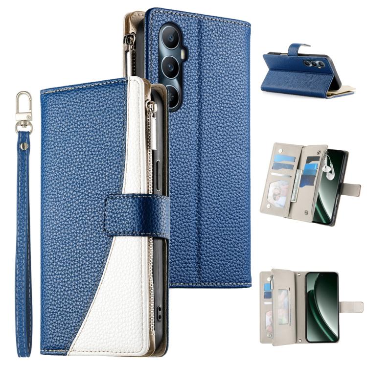 Stitching Multi-card Zipper Wallet Leather Phone Case with Short Strap, For Realme 12 5G / 12x 5G / C65 5G, For Realme GT 6 / GT Neo6 / GT Neo6 SE, For Realme C67 4G / Realme 12 Lite Global, For Realme 12 Pro / 12 Pro+                                  ...