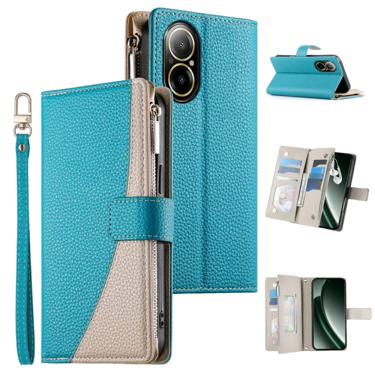 Stitching Multi-card Zipper Wallet Leather Phone Case with Short Strap, For Realme 12 5G / 12x 5G / C65 5G, For Realme GT 6 / GT Neo6 / GT Neo6 SE, For Realme C67 4G / Realme 12 Lite Global, For Realme 12 Pro / 12 Pro+                                  ...