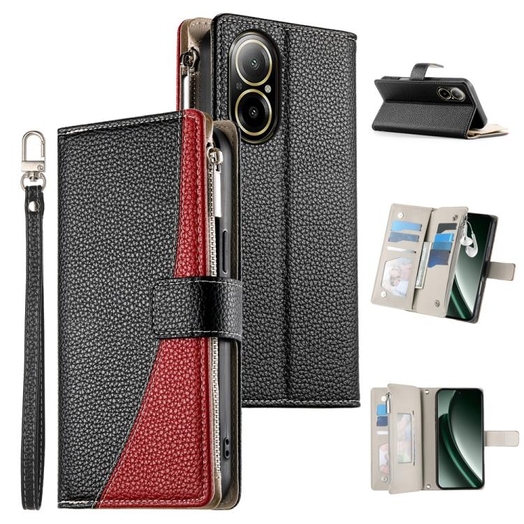 Stitching Multi-card Zipper Wallet Leather Phone Case with Short Strap, For Realme 12 5G / 12x 5G / C65 5G, For Realme GT 6 / GT Neo6 / GT Neo6 SE, For Realme C67 4G / Realme 12 Lite Global, For Realme 12 Pro / 12 Pro+                                  ...