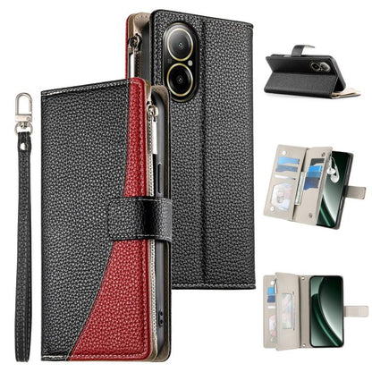 Stitching Multi-card Zipper Wallet Leather Phone Case with Short Strap, For Realme 12 5G / 12x 5G / C65 5G, For Realme GT 6 / GT Neo6 / GT Neo6 SE, For Realme C67 4G / Realme 12 Lite Global, For Realme 12 Pro / 12 Pro+                                  ...