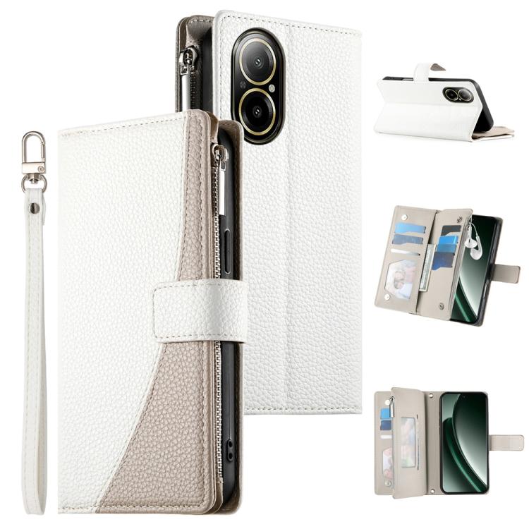 Stitching Multi-card Zipper Wallet Leather Phone Case with Short Strap, For Realme 12 5G / 12x 5G / C65 5G, For Realme GT 6 / GT Neo6 / GT Neo6 SE, For Realme C67 4G / Realme 12 Lite Global, For Realme 12 Pro / 12 Pro+                                  ...