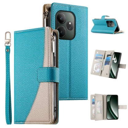 Stitching Multi-card Zipper Wallet Leather Phone Case with Short Strap, For Realme 12 5G / 12x 5G / C65 5G, For Realme GT 6 / GT Neo6 / GT Neo6 SE, For Realme C67 4G / Realme 12 Lite Global, For Realme 12 Pro / 12 Pro+                                  ...