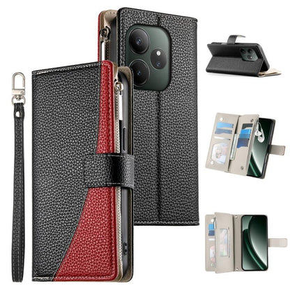 Stitching Multi-card Zipper Wallet Leather Phone Case with Short Strap, For Realme 12 5G / 12x 5G / C65 5G, For Realme GT 6 / GT Neo6 / GT Neo6 SE, For Realme C67 4G / Realme 12 Lite Global, For Realme 12 Pro / 12 Pro+                                  ...