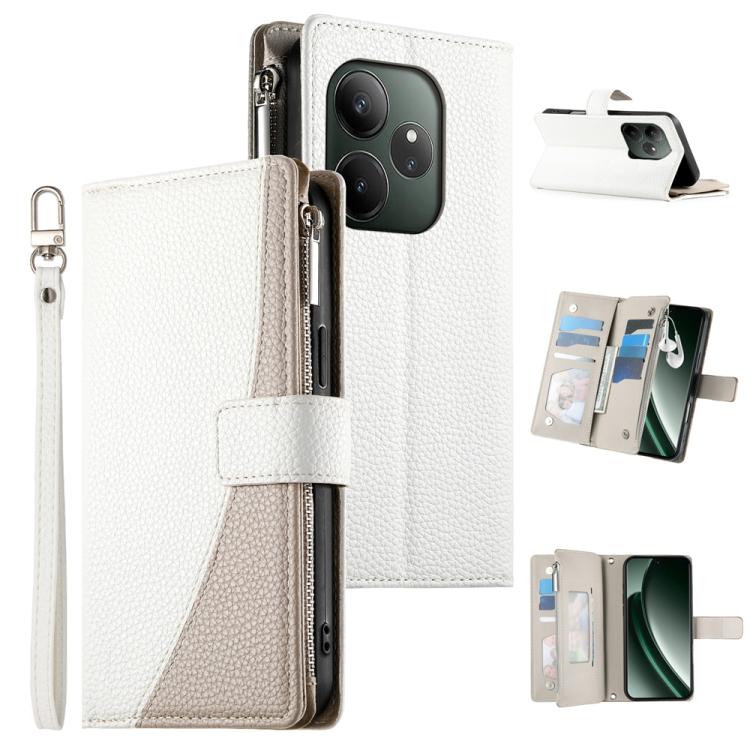 Stitching Multi-card Zipper Wallet Leather Phone Case with Short Strap, For Realme 12 5G / 12x 5G / C65 5G, For Realme GT 6 / GT Neo6 / GT Neo6 SE, For Realme C67 4G / Realme 12 Lite Global, For Realme 12 Pro / 12 Pro+                                  ...