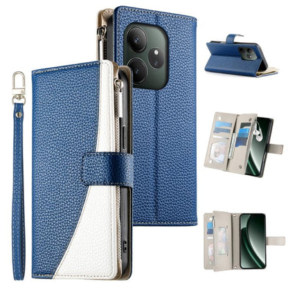 Stitching Multi-card Zipper Wallet Leather Phone Case with Short Strap, For Realme 12 5G / 12x 5G / C65 5G, For Realme GT 6 / GT Neo6 / GT Neo6 SE, For Realme C67 4G / Realme 12 Lite Global, For Realme 12 Pro / 12 Pro+                                  ...