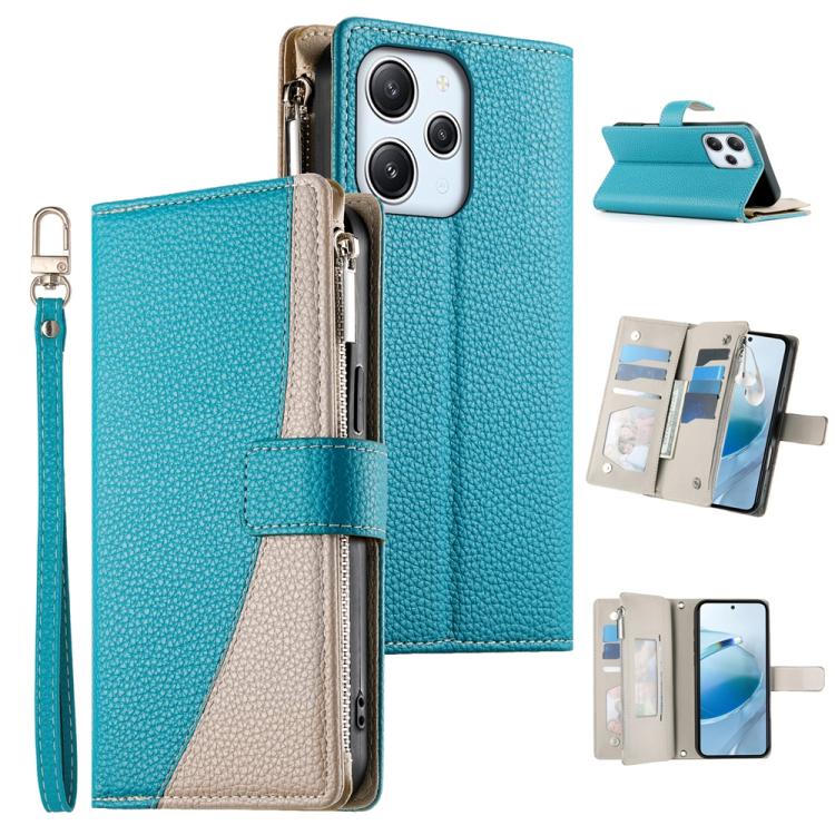 Stitching Multi-card Zipper Wallet Leather Phone Case with Short Strap, For Redmi K70E / Xiaomi Poco X6 Pro, For Redmi Note 13 Pro / Xiaomi Poco X6, For Redmi Note 13 5G Global, For Redmi Note 13 Pro+ Global, For Redmi 12 4G / 5G / Note 12R            ...