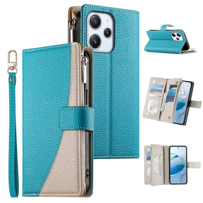Stitching Multi-card Zipper Wallet Leather Phone Case with Short Strap, For Redmi K70E / Xiaomi Poco X6 Pro, For Redmi Note 13 Pro / Xiaomi Poco X6, For Redmi Note 13 5G Global, For Redmi Note 13 Pro+ Global, For Redmi 12 4G / 5G / Note 12R            ...