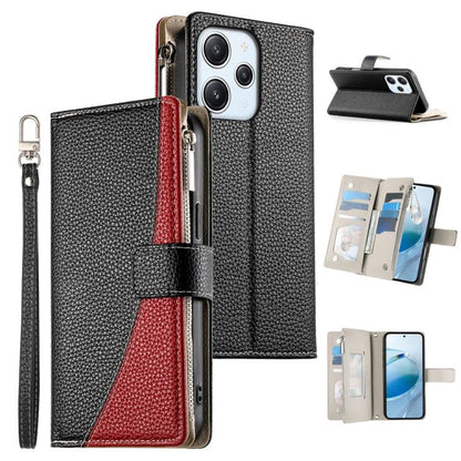 Stitching Multi-card Zipper Wallet Leather Phone Case with Short Strap, For Redmi K70E / Xiaomi Poco X6 Pro, For Redmi Note 13 Pro / Xiaomi Poco X6, For Redmi Note 13 5G Global, For Redmi Note 13 Pro+ Global, For Redmi 12 4G / 5G / Note 12R            ...