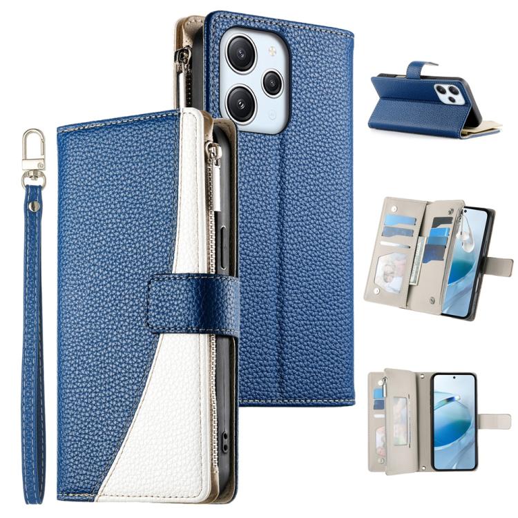Stitching Multi-card Zipper Wallet Leather Phone Case with Short Strap, For Redmi K70E / Xiaomi Poco X6 Pro, For Redmi Note 13 Pro / Xiaomi Poco X6, For Redmi Note 13 5G Global, For Redmi Note 13 Pro+ Global, For Redmi 12 4G / 5G / Note 12R            ...
