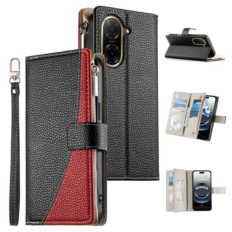 Stitching Multi-card Zipper Wallet Leather Phone Case with Short Strap, For Redmi A7 Pro 4G / 5G 171mm / Poco C85x 5G, For Redmi 15a 5G, For Redmi Turbo 5 Max 5G / Poco X8 Pro Max 5G, For Redmi Note 15 Pro+ 5G 163.3mm / Poco M8 Pro 5G                  ...