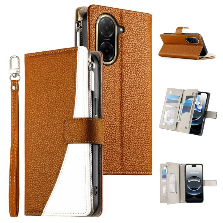Stitching Multi-card Zipper Wallet Leather Phone Case with Short Strap, For Redmi A7 Pro 4G / 5G 171mm / Poco C85x 5G, For Redmi 15a 5G, For Redmi Turbo 5 Max 5G / Poco X8 Pro Max 5G, For Redmi Note 15 Pro+ 5G 163.3mm / Poco M8 Pro 5G                  ...
