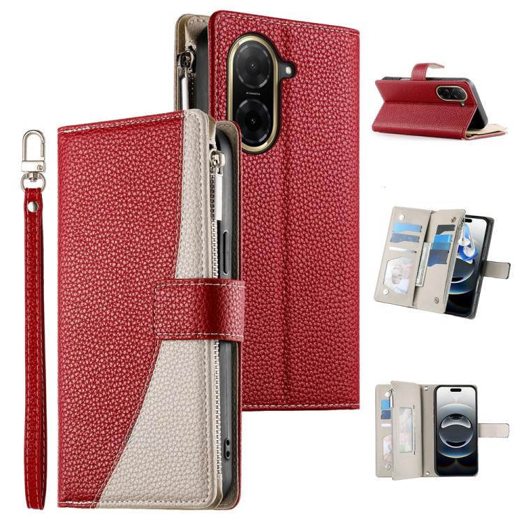 Stitching Multi-card Zipper Wallet Leather Phone Case with Short Strap, For Redmi A7 Pro 4G / 5G 171mm / Poco C85x 5G, For Redmi 15a 5G, For Redmi Turbo 5 Max 5G / Poco X8 Pro Max 5G, For Redmi Note 15 Pro+ 5G 163.3mm / Poco M8 Pro 5G                  ...