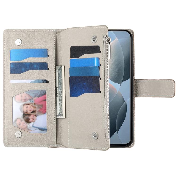 Stitching Multi-card Zipper Wallet Leather Phone Case with Short Strap, For Redmi K70E / Xiaomi Poco X6 Pro, For Redmi Note 13 Pro / Xiaomi Poco X6, For Redmi Note 13 5G Global, For Redmi Note 13 Pro+ Global, For Redmi 12 4G / 5G / Note 12R            ...