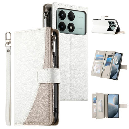 Stitching Multi-card Zipper Wallet Leather Phone Case with Short Strap, For Redmi K70E / Xiaomi Poco X6 Pro, For Redmi Note 13 Pro / Xiaomi Poco X6, For Redmi Note 13 5G Global, For Redmi Note 13 Pro+ Global, For Redmi 12 4G / 5G / Note 12R            ...