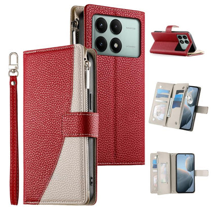 Stitching Multi-card Zipper Wallet Leather Phone Case with Short Strap, For Redmi K70E / Xiaomi Poco X6 Pro, For Redmi Note 13 Pro / Xiaomi Poco X6, For Redmi Note 13 5G Global, For Redmi Note 13 Pro+ Global, For Redmi 12 4G / 5G / Note 12R            ...