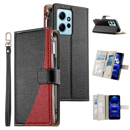 Stitching Multi-card Zipper Wallet Leather Phone Case with Short Strap, For Redmi K70E / Xiaomi Poco X6 Pro, For Redmi Note 13 Pro / Xiaomi Poco X6, For Redmi Note 13 5G Global, For Redmi Note 13 Pro+ Global, For Redmi 12 4G / 5G / Note 12R            ...