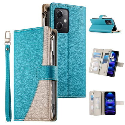 Stitching Multi-card Zipper Wallet Leather Phone Case with Short Strap, For Redmi K70E / Xiaomi Poco X6 Pro, For Redmi Note 13 Pro / Xiaomi Poco X6, For Redmi Note 13 5G Global, For Redmi Note 13 Pro+ Global, For Redmi 12 4G / 5G / Note 12R            ...