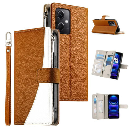 Stitching Multi-card Zipper Wallet Leather Phone Case with Short Strap, For Redmi K70E / Xiaomi Poco X6 Pro, For Redmi Note 13 Pro / Xiaomi Poco X6, For Redmi Note 13 5G Global, For Redmi Note 13 Pro+ Global, For Redmi 12 4G / 5G / Note 12R            ...