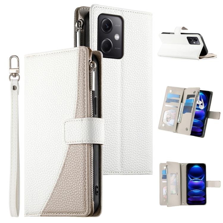 Stitching Multi-card Zipper Wallet Leather Phone Case with Short Strap, For Redmi K70E / Xiaomi Poco X6 Pro, For Redmi Note 13 Pro / Xiaomi Poco X6, For Redmi Note 13 5G Global, For Redmi Note 13 Pro+ Global, For Redmi 12 4G / 5G / Note 12R            ...