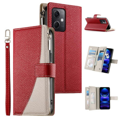 Stitching Multi-card Zipper Wallet Leather Phone Case with Short Strap, For Redmi K70E / Xiaomi Poco X6 Pro, For Redmi Note 13 Pro / Xiaomi Poco X6, For Redmi Note 13 5G Global, For Redmi Note 13 Pro+ Global, For Redmi 12 4G / 5G / Note 12R            ...