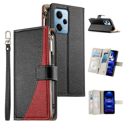 Stitching Multi-card Zipper Wallet Leather Phone Case with Short Strap, For Redmi K70E / Xiaomi Poco X6 Pro, For Redmi Note 13 Pro / Xiaomi Poco X6, For Redmi Note 13 5G Global, For Redmi Note 13 Pro+ Global, For Redmi 12 4G / 5G / Note 12R            ...