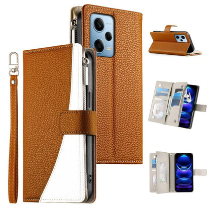 Stitching Multi-card Zipper Wallet Leather Phone Case with Short Strap, For Redmi K70E / Xiaomi Poco X6 Pro, For Redmi Note 13 Pro / Xiaomi Poco X6, For Redmi Note 13 5G Global, For Redmi Note 13 Pro+ Global, For Redmi 12 4G / 5G / Note 12R            ...