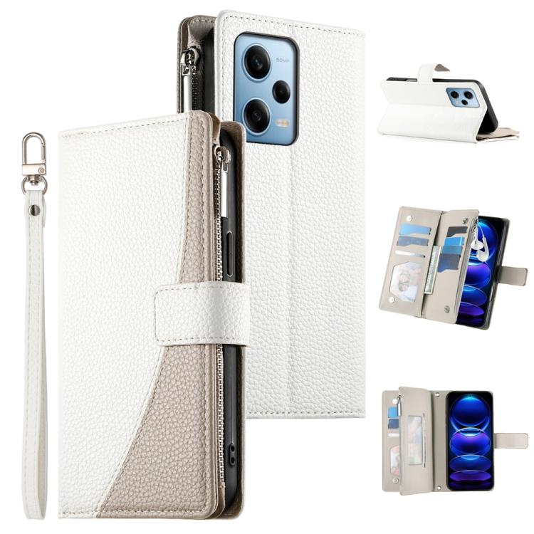 Stitching Multi-card Zipper Wallet Leather Phone Case with Short Strap, For Redmi K70E / Xiaomi Poco X6 Pro, For Redmi Note 13 Pro / Xiaomi Poco X6, For Redmi Note 13 5G Global, For Redmi Note 13 Pro+ Global, For Redmi 12 4G / 5G / Note 12R            ...