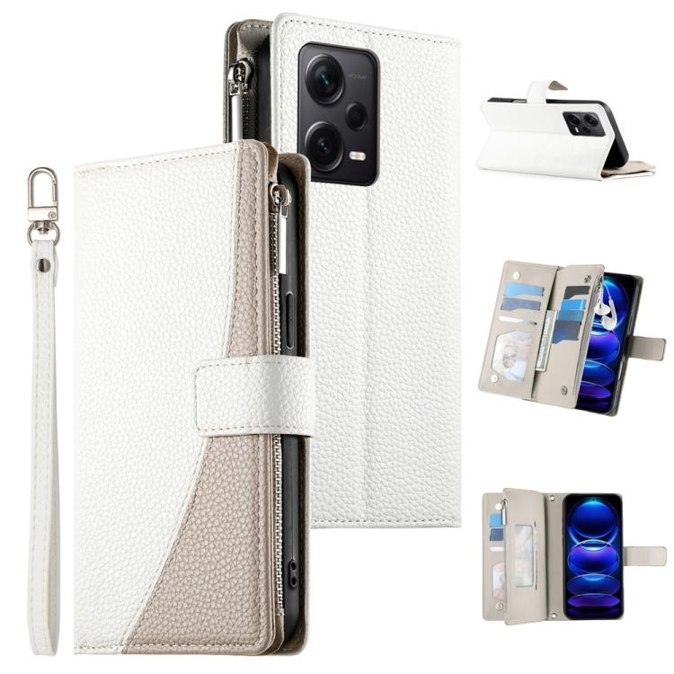 Stitching Multi-card Zipper Wallet Leather Phone Case with Short Strap, For Redmi K70E / Xiaomi Poco X6 Pro, For Redmi Note 13 Pro / Xiaomi Poco X6, For Redmi Note 13 5G Global, For Redmi Note 13 Pro+ Global, For Redmi 12 4G / 5G / Note 12R            ...