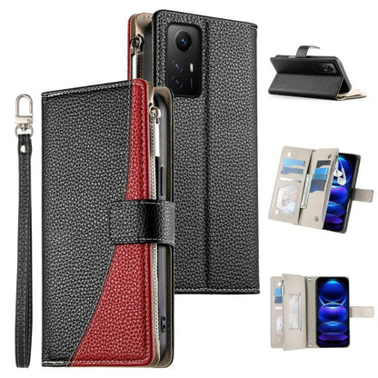 Stitching Multi-card Zipper Wallet Leather Phone Case with Short Strap, For Redmi K70E / Xiaomi Poco X6 Pro, For Redmi Note 13 Pro / Xiaomi Poco X6, For Redmi Note 13 5G Global, For Redmi Note 13 Pro+ Global, For Redmi 12 4G / 5G / Note 12R            ...