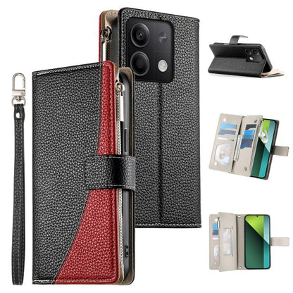 Stitching Multi-card Zipper Wallet Leather Phone Case with Short Strap, For Redmi K70E / Xiaomi Poco X6 Pro, For Redmi Note 13 Pro / Xiaomi Poco X6, For Redmi Note 13 5G Global, For Redmi Note 13 Pro+ Global, For Redmi 12 4G / 5G / Note 12R            ...