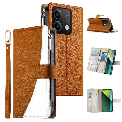 Stitching Multi-card Zipper Wallet Leather Phone Case with Short Strap, For Redmi K70E / Xiaomi Poco X6 Pro, For Redmi Note 13 Pro / Xiaomi Poco X6, For Redmi Note 13 5G Global, For Redmi Note 13 Pro+ Global, For Redmi 12 4G / 5G / Note 12R            ...