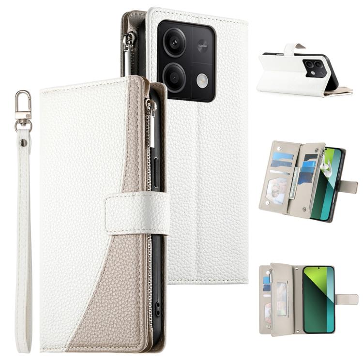 Stitching Multi-card Zipper Wallet Leather Phone Case with Short Strap, For Redmi K70E / Xiaomi Poco X6 Pro, For Redmi Note 13 Pro / Xiaomi Poco X6, For Redmi Note 13 5G Global, For Redmi Note 13 Pro+ Global, For Redmi 12 4G / 5G / Note 12R            ...
