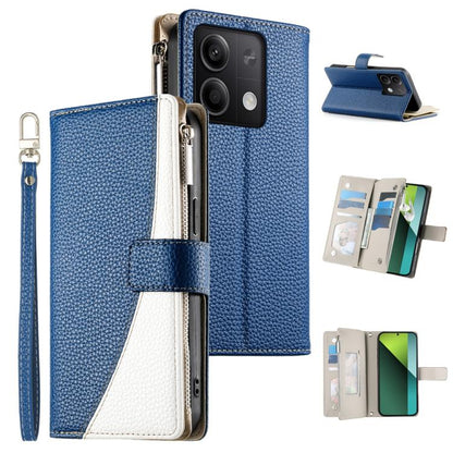 Stitching Multi-card Zipper Wallet Leather Phone Case with Short Strap, For Redmi K70E / Xiaomi Poco X6 Pro, For Redmi Note 13 Pro / Xiaomi Poco X6, For Redmi Note 13 5G Global, For Redmi Note 13 Pro+ Global, For Redmi 12 4G / 5G / Note 12R            ...