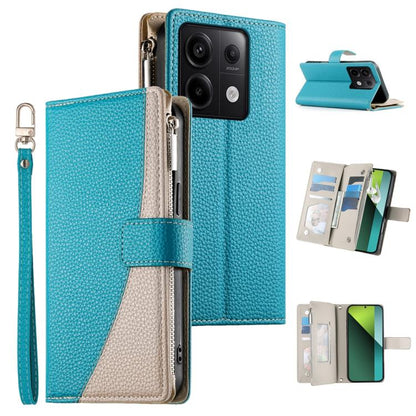 Stitching Multi-card Zipper Wallet Leather Phone Case with Short Strap, For Redmi K70E / Xiaomi Poco X6 Pro, For Redmi Note 13 Pro / Xiaomi Poco X6, For Redmi Note 13 5G Global, For Redmi Note 13 Pro+ Global, For Redmi 12 4G / 5G / Note 12R            ...
