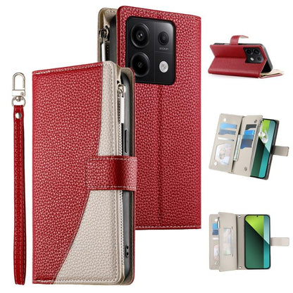 Stitching Multi-card Zipper Wallet Leather Phone Case with Short Strap, For Redmi K70E / Xiaomi Poco X6 Pro, For Redmi Note 13 Pro / Xiaomi Poco X6, For Redmi Note 13 5G Global, For Redmi Note 13 Pro+ Global, For Redmi 12 4G / 5G / Note 12R            ...